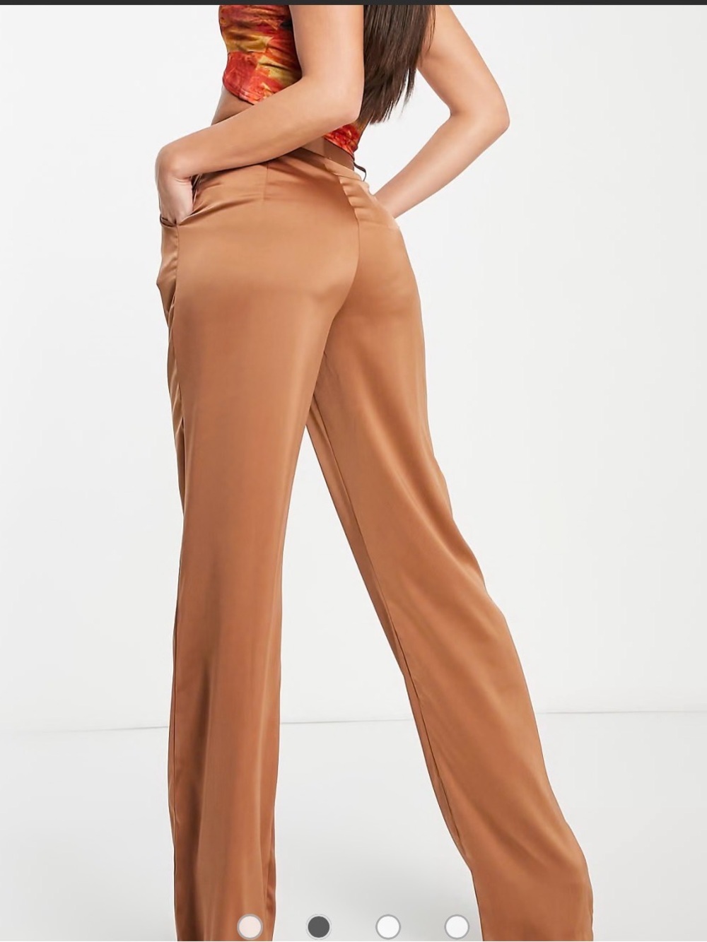 Missguided Satin Wide-Leg Pants in Camel Brown